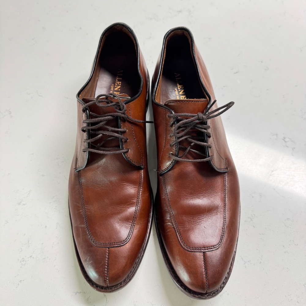 Allen Edmonds Delray Dress Shoes Mens 10 B Brown Leather Split Toe Derby 6370 - Picture 2 of 10
